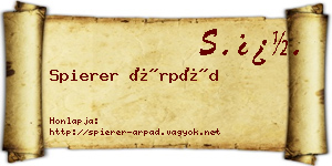 Spierer Árpád névjegykártya